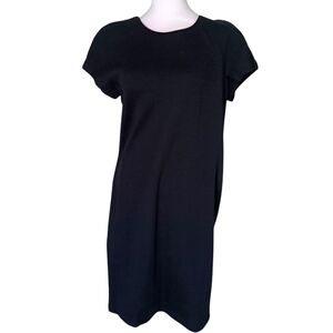 Adrienne Vittadini Dress Size 8 100%‎ Wool Classic Black Cap Sleeve Midi Calf